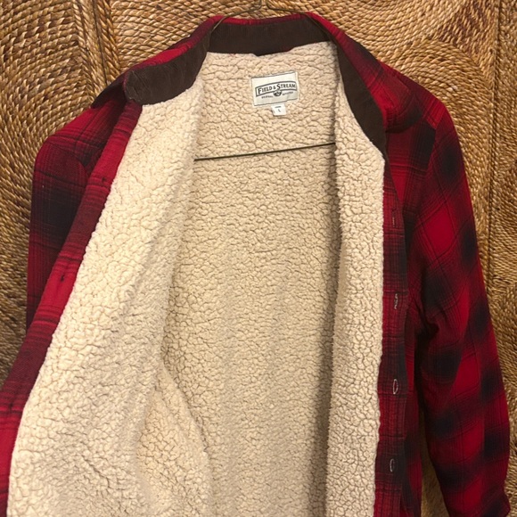 Field & Stream Red Plaid Flannel Fleece Shirt Jacket Size Large - Picture 9 of 11